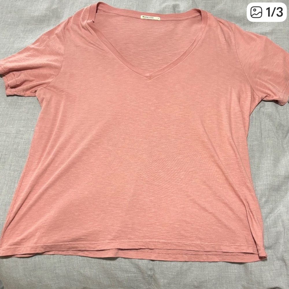 Marine Layer Women's  soft Coral V-Neck Tee